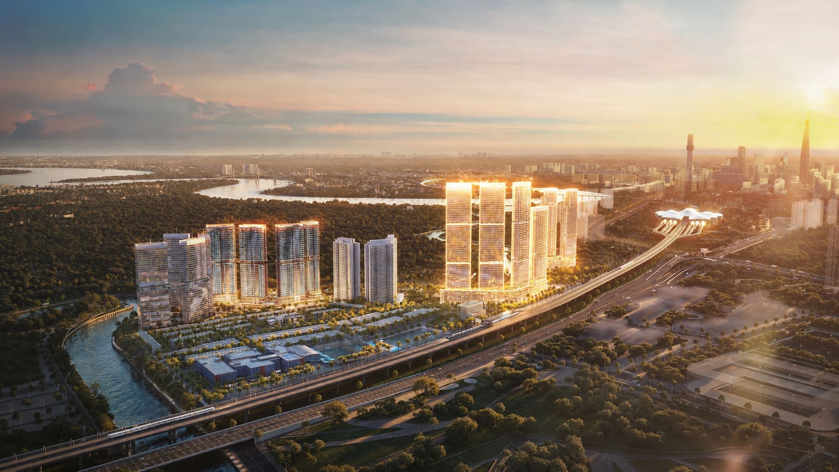 Toàn cảnh Palm Era lúc hoàng hôn