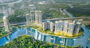 Toàn cảnh Palm River và khu đô thị Palm City bên sông Giồng Ông Tố