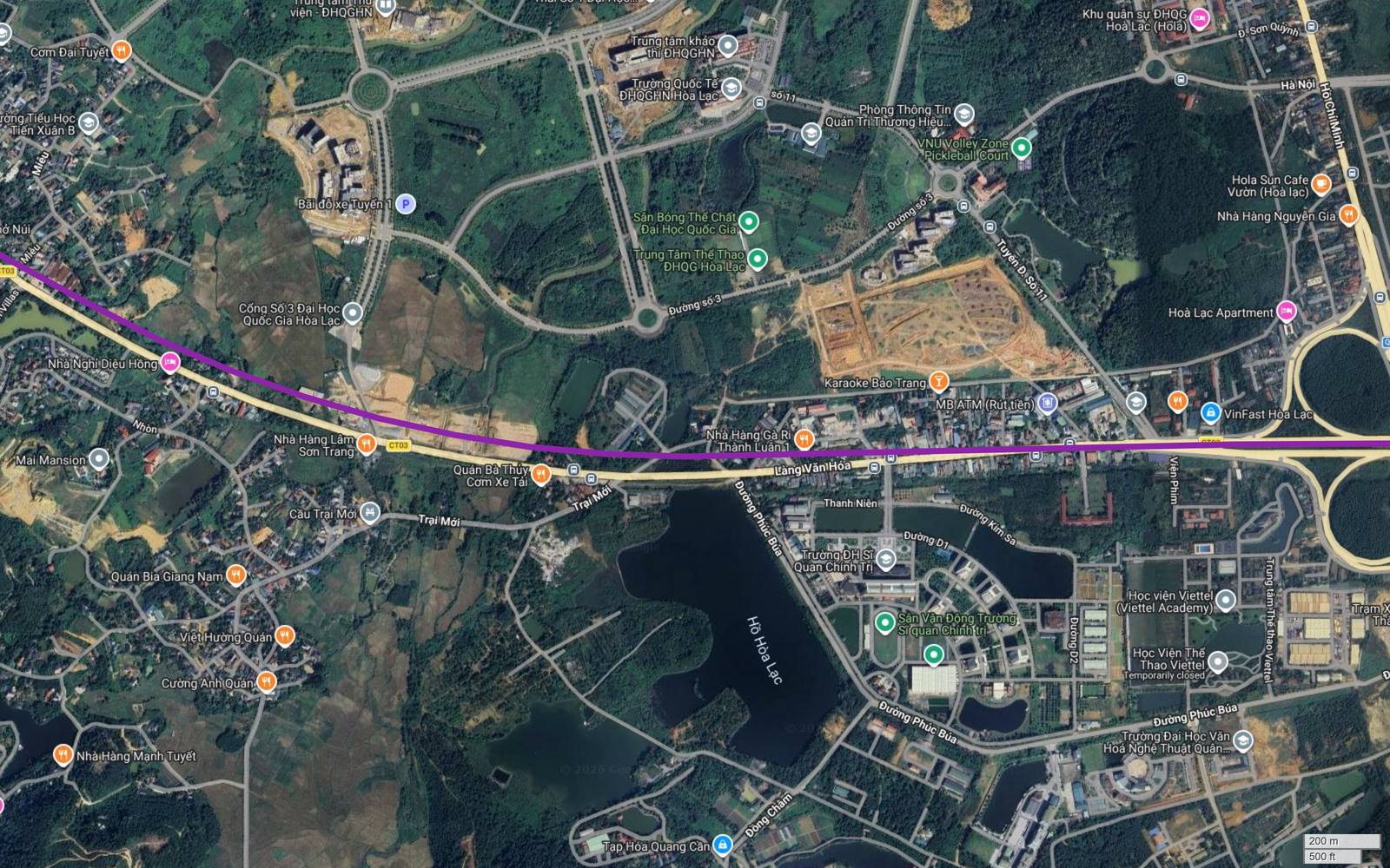 Tuyến metro số 5 Hà Nội chạy sát hồ Hòa Lạc, Trường Đại học Sĩ quan Chính trị, Học viện Viettel và VinFast Hòa Lạc